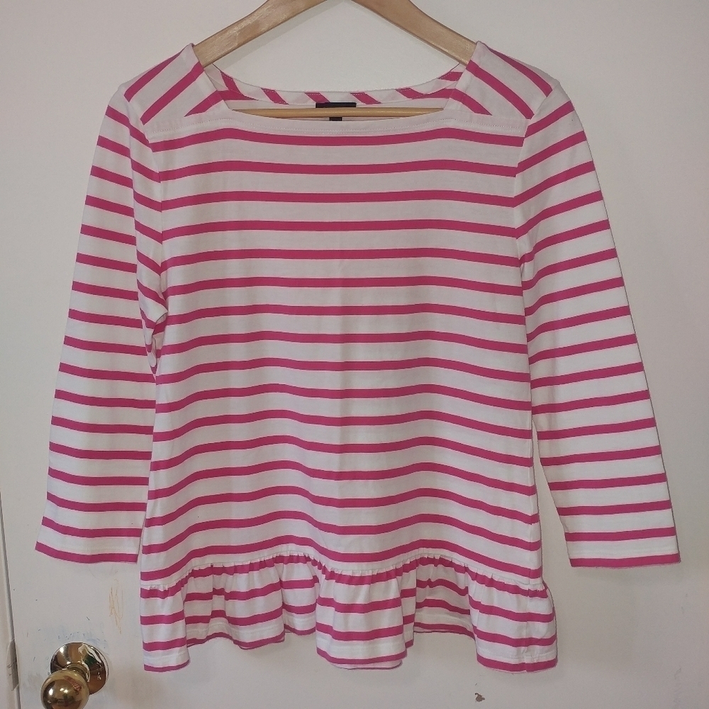 Talbots Cotton Striped Top Peplum